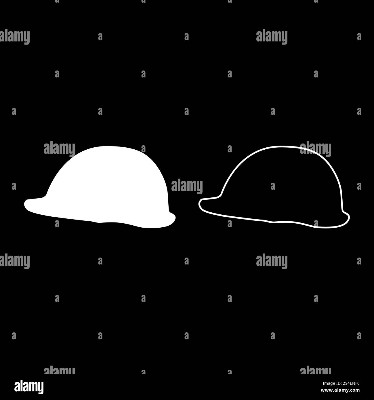 Casco di sicurezza per il lavoro in un cantiere per la sicurezza del luogo di lavoro sulla costruzione di set di icone di colore bianco illustrazione piatta stile contorno semplice di immagini Illustrazione Vettoriale