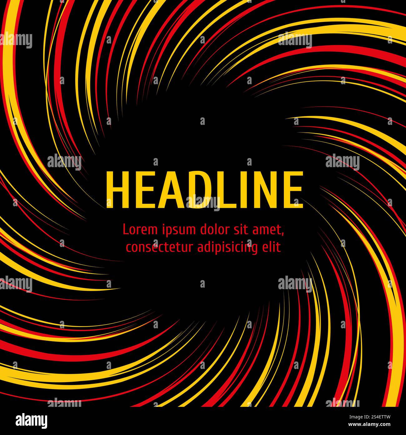 Sfondo a spirale luminoso su sfondo nero. Sfondo a spirale chiaro e luminoso, illustrazione vettoriale. Sfondo a spirale luminoso su sfondo nero Illustrazione Vettoriale