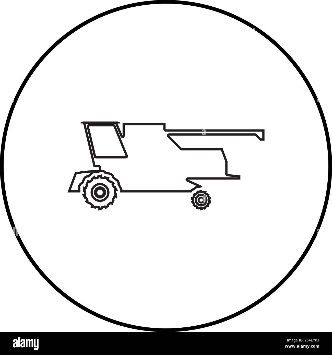 Mietitrice agricola per il lavoro sul campo icona della mietitrebbia colore nero profilo illustrazione vettoriale stile piatto semplice immagine in cerchio intorno Illustrazione Vettoriale