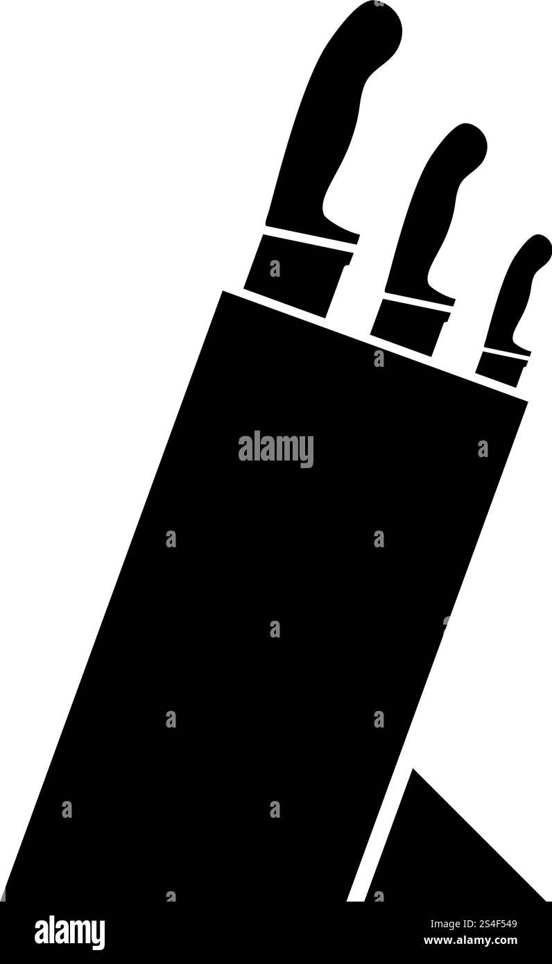 Set di coltelli di supporto coltelli set di coltelli Titolare per coltelli icona colore nero illustrazione vettoriale stile piatto semplice immagine Illustrazione Vettoriale