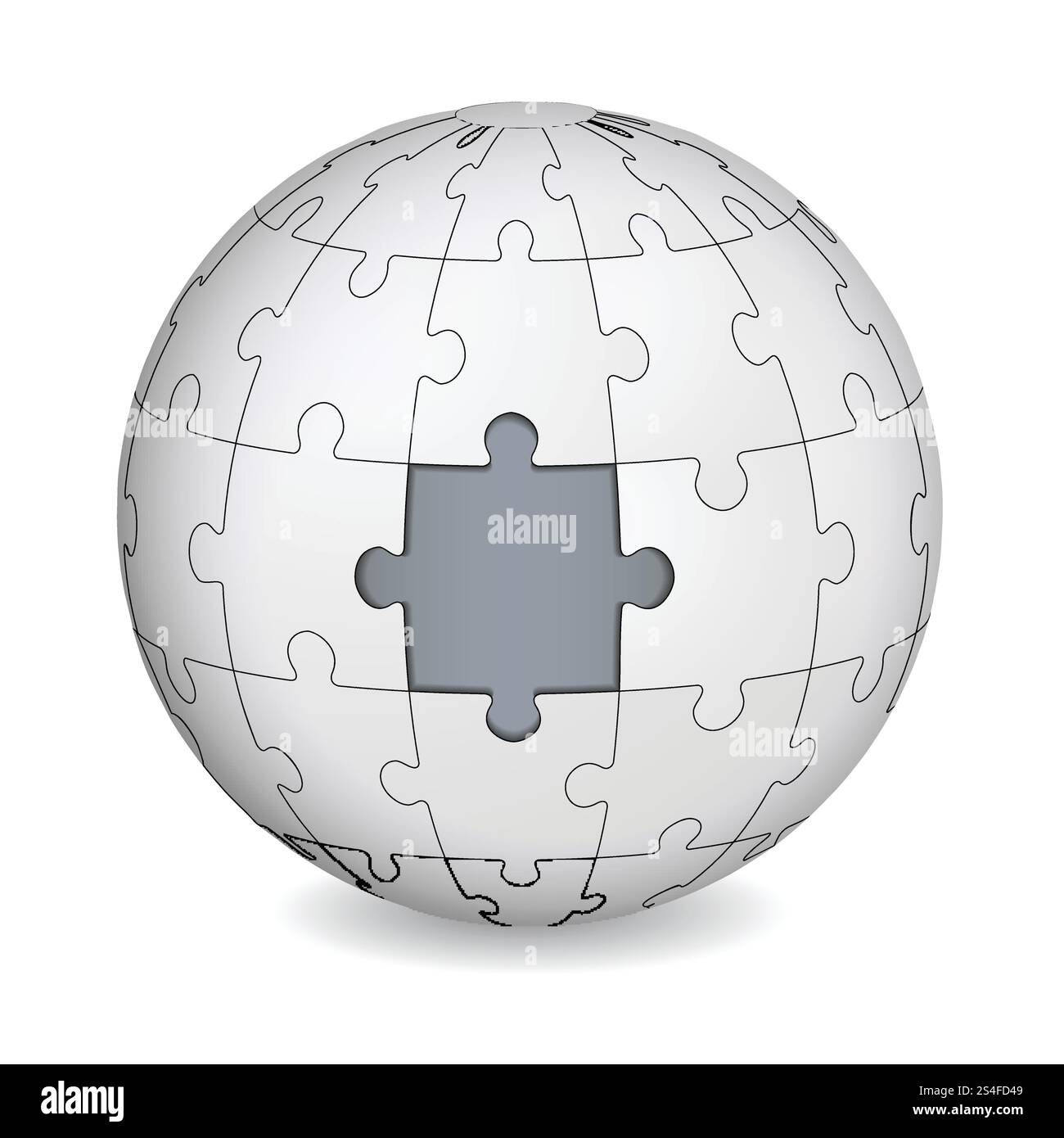 Il puzzle atterra con il grigio al centro. Concetto di business. Illustrazione Vettoriale