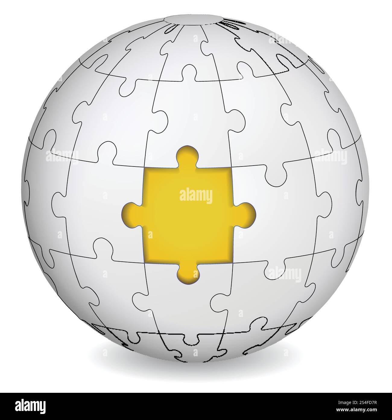 Il puzzle atterra con il giallo al centro. Concetto di business. Illustrazione Vettoriale