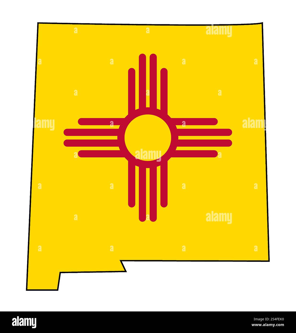 Bandiera del nuovo Messico con il contorno del confine Foto Stock