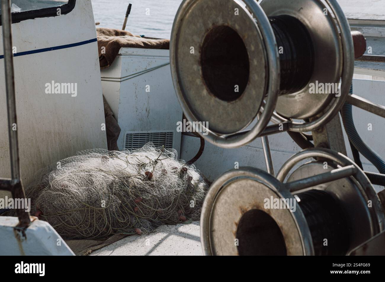 Industria della pesca nel nord della Grecia nella stagione media e in estate Foto Stock
