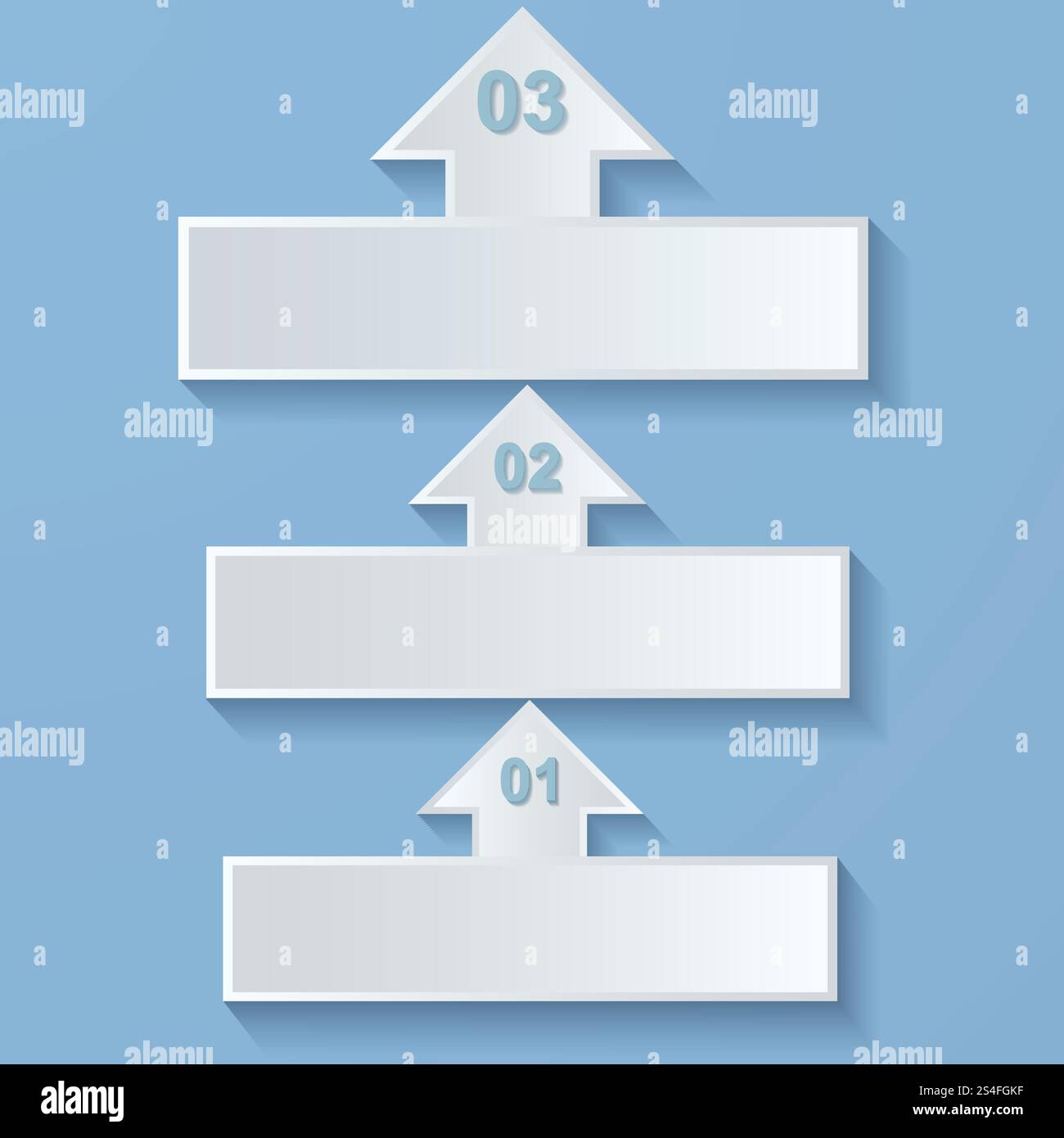 Progettazione di modelli infografici con tre fasi e frecce su. Illustrazione Vettoriale