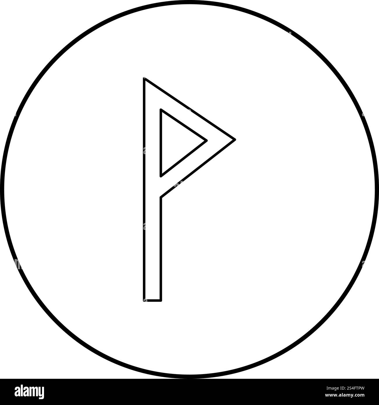 Rune Vuno Wunjo simbolo W win paletta icona gioia profilo colore nero vettore in cerchio intorno illustrazione stile piatto semplice immagine Illustrazione Vettoriale