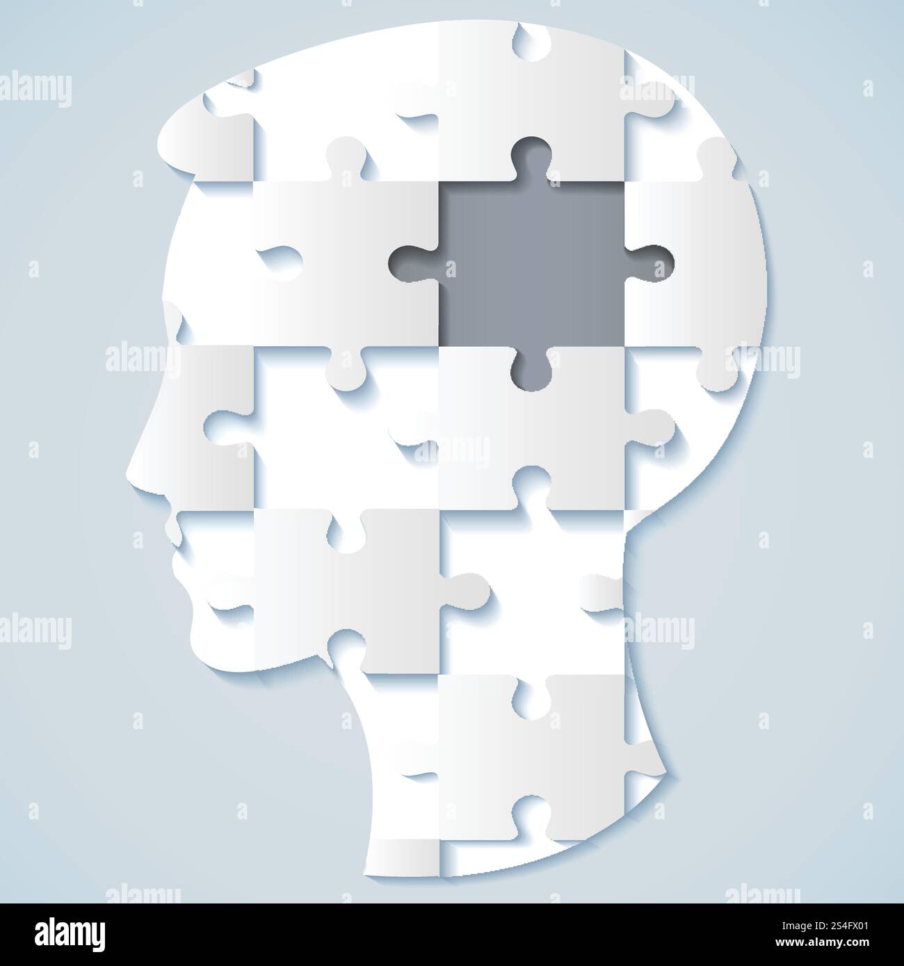 Volto umano sotto forma di puzzle con una metà grigia. concetto di business Illustrazione Vettoriale