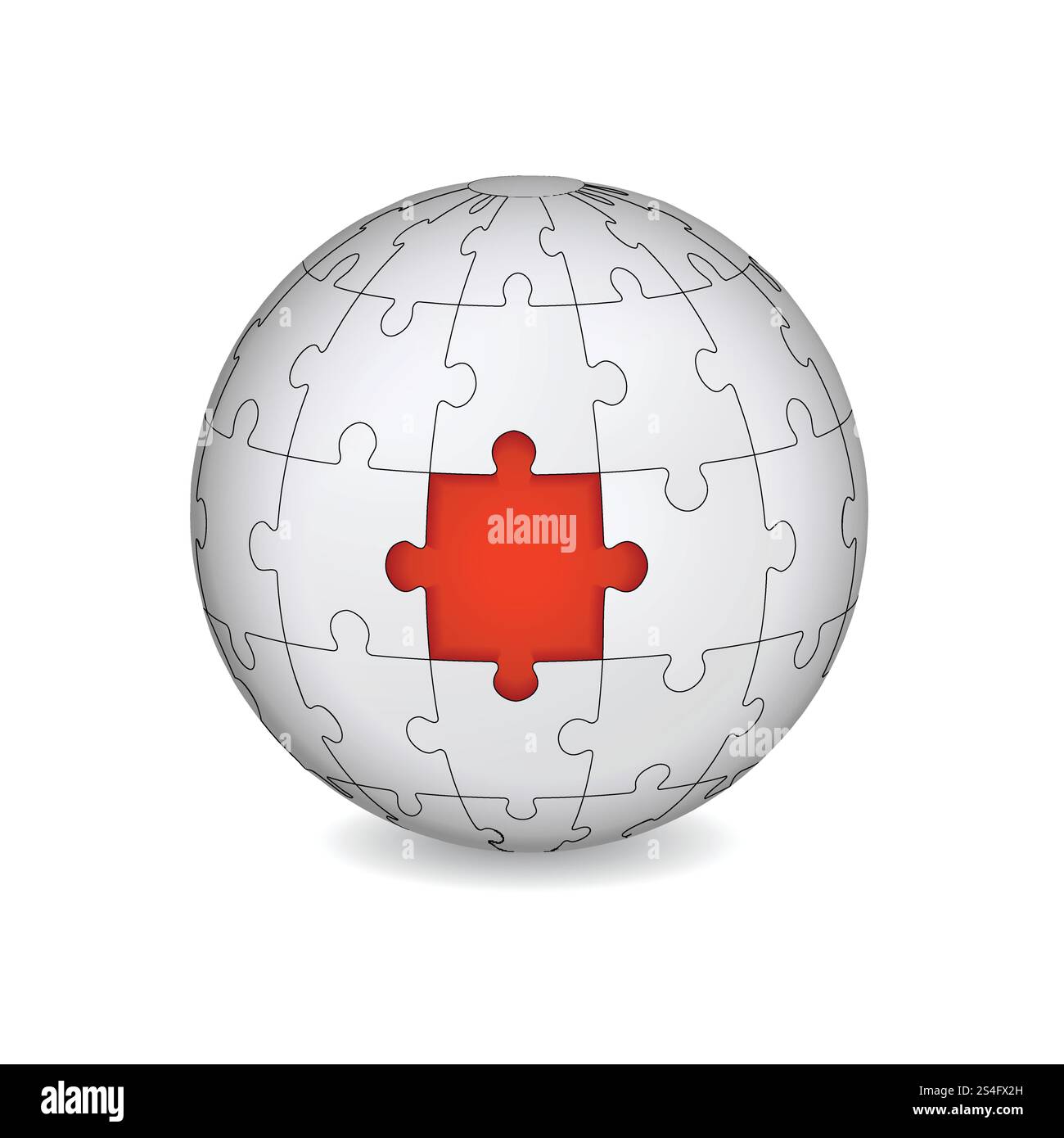 Terra del puzzle con il rosso al centro. Concetto di business. Illustrazione Vettoriale