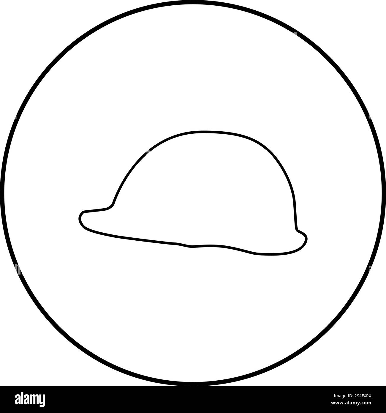 Lavoro sicuro sul casco in un cantiere per lavori di sicurezza sul contorno dell'icona di costruzione vettore di colore nero in cerchio illustrazione rotonda stile piatto immagine semplice Illustrazione Vettoriale
