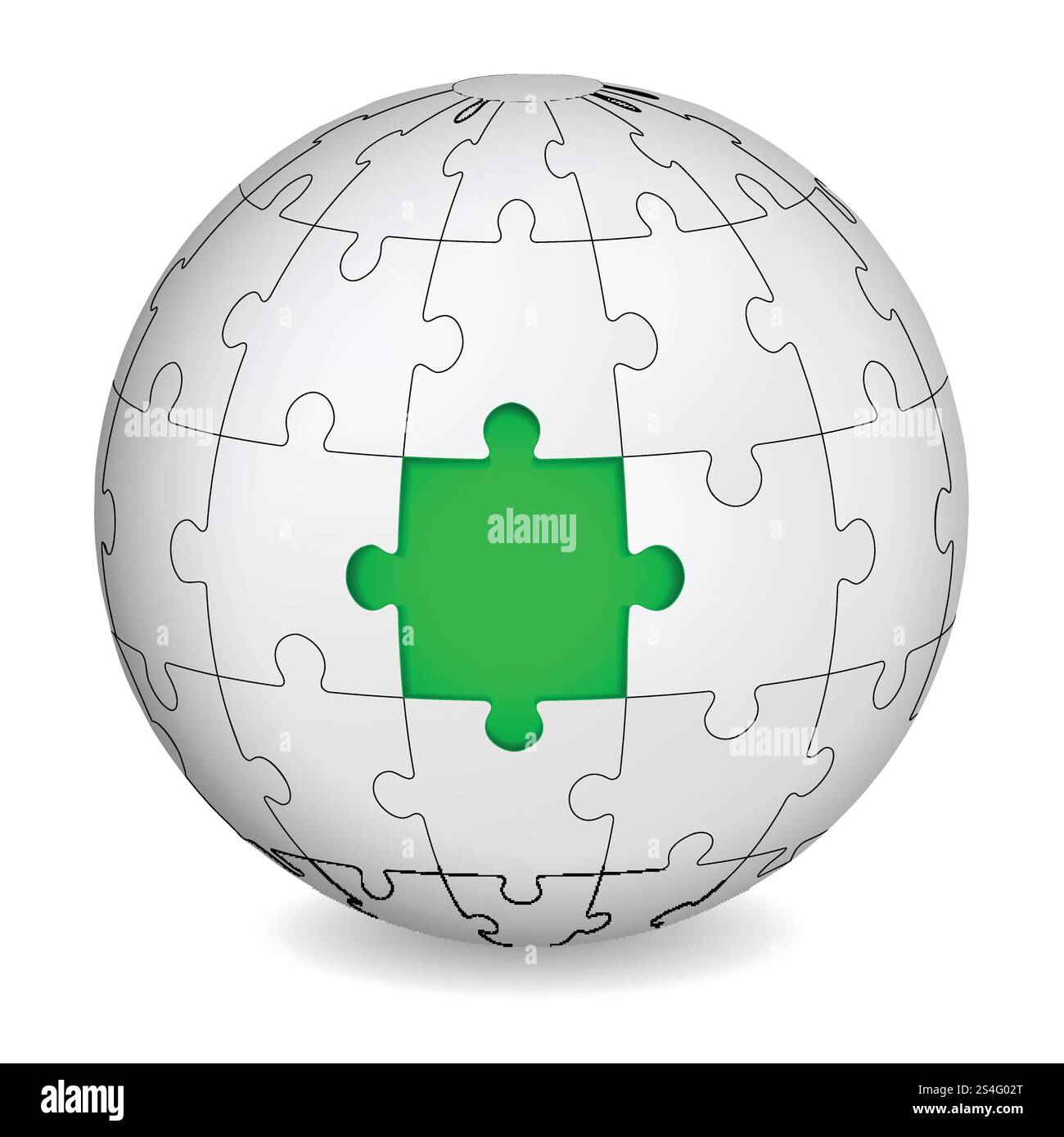 Terra del puzzle con il verde al centro. Concetto di business. Illustrazione Vettoriale