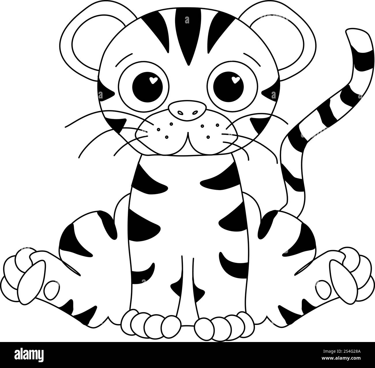 china New Year cute Tiger Character Illustration. mascotte della linea grafica vettoriale su sfondo trasparente. libro da colorare Illustrazione Vettoriale