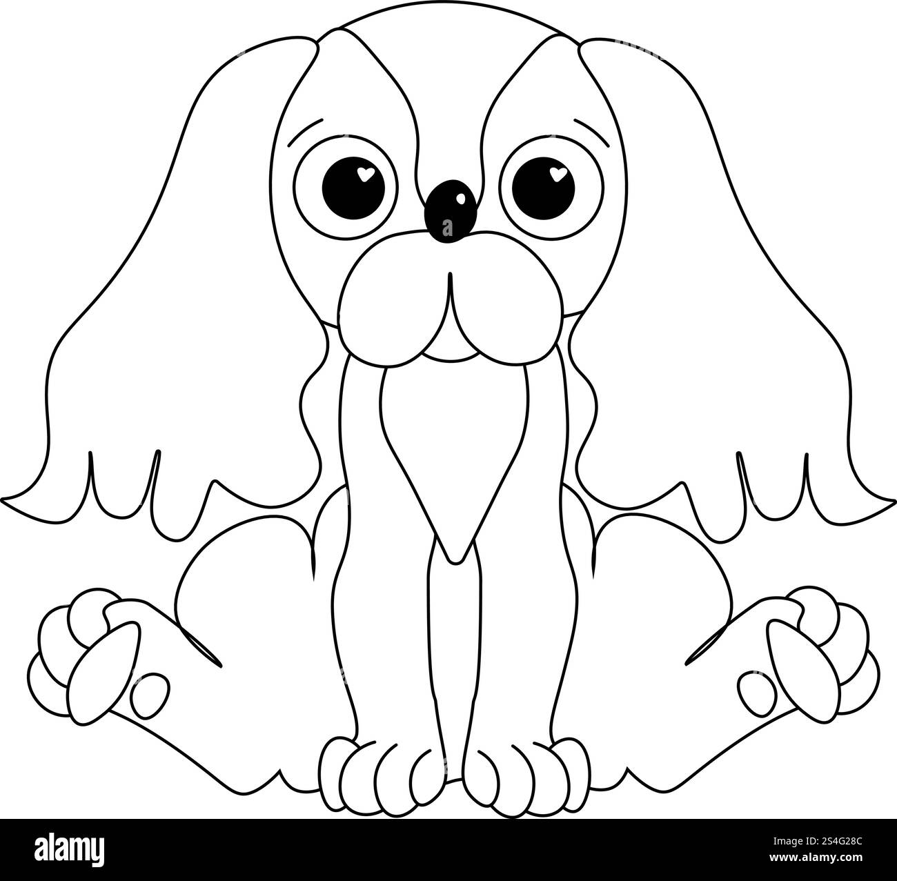 Cane personaggio carino. Illustrazione della linea grafica vettoriale di simpatici cartoni animati in stile piatto alla moda. Isolato su sfondo bianco trasparente. nuovo anno della cina, Illustrazione Vettoriale