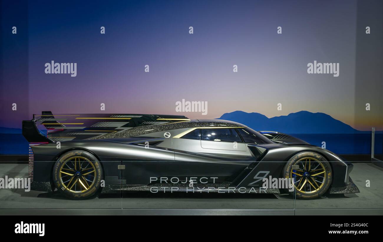 DETROIT, mi/USA - 10 GENNAIO 2025: A Cadillac Project GTP Hypercar, North American International Detroit Auto Show (NAIAS). Progettato per IMSA Foto Stock