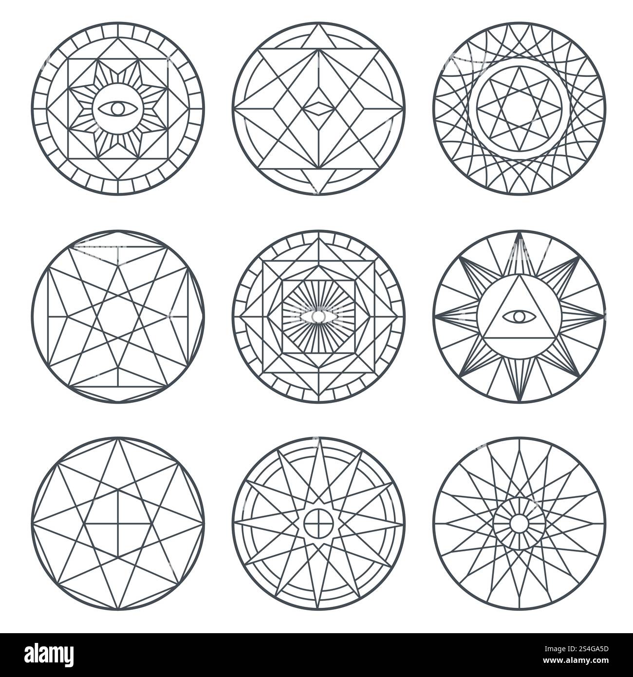 Simboli vettoriali di alchimia spirituale. Geometria medievale loghi vettoriali sacri. Illustrazione della collezione Mystic Geometry Religion. Simboli vettoriali di alchimia spirituale. Geometria medievale loghi vettoriali sacri Illustrazione Vettoriale