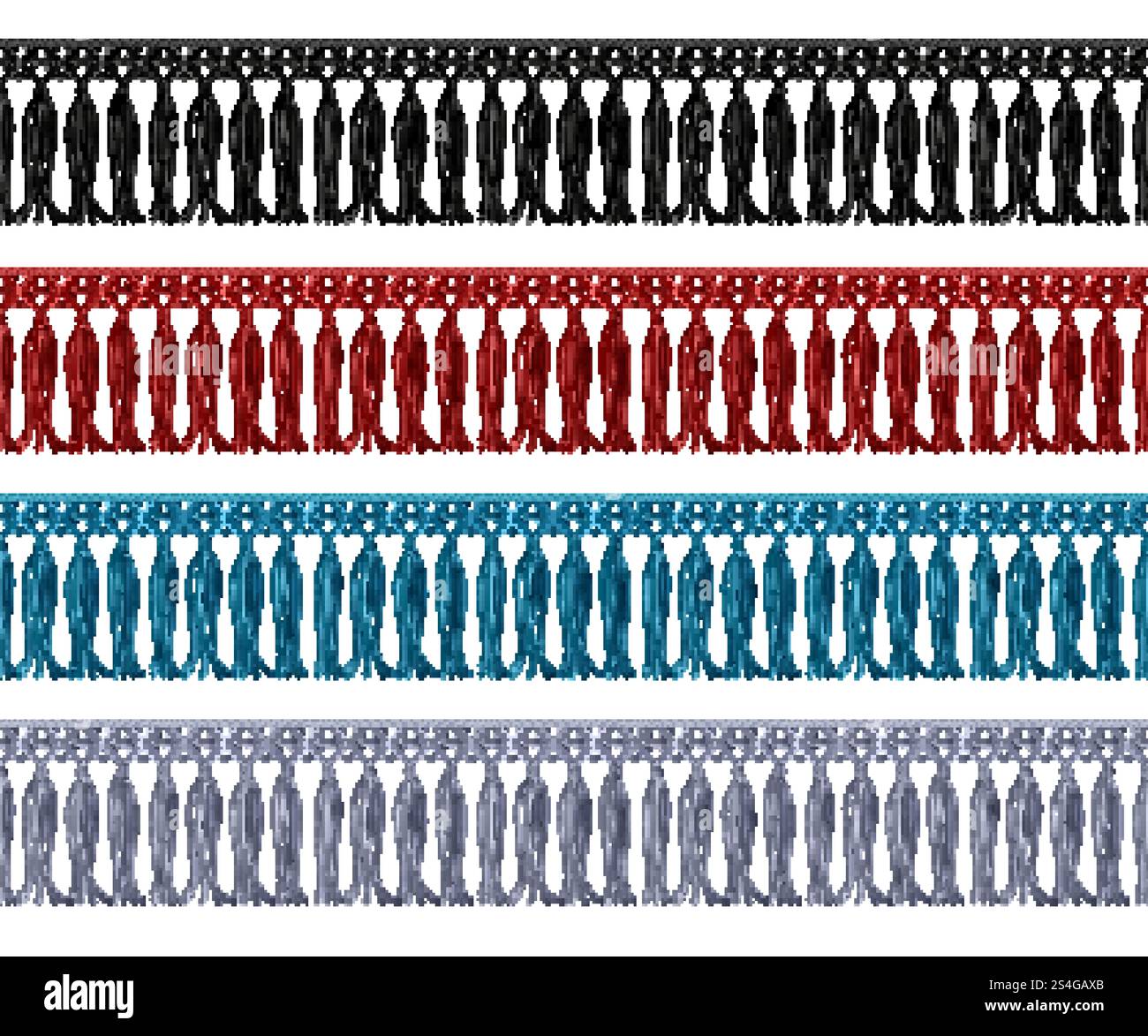 Frangia senza cuciture con bordo in nappina. Elementi vettoriali per indumenti. Elemento decorativo per bordi spazzola per l'illustrazione di indumenti e abbigliamento. Frangia senza cuciture con bordo in nappina. Elementi vettoriali per indumenti Illustrazione Vettoriale