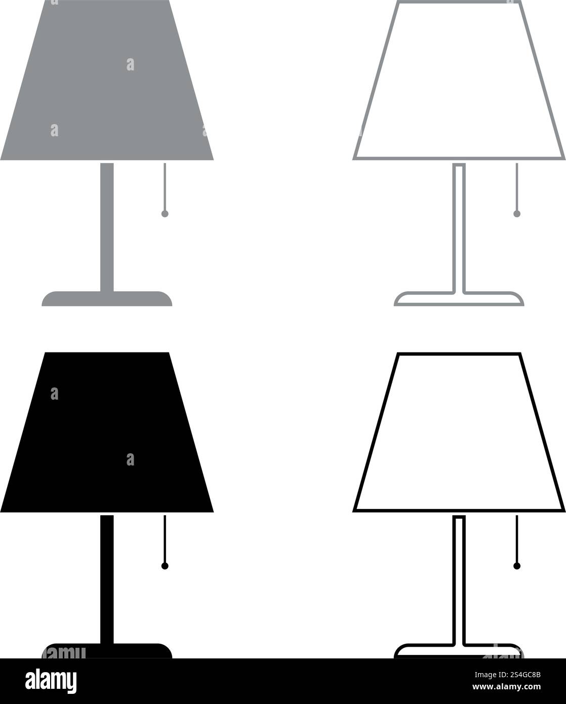 Lampada da tavolo lampada notturna lampada Classic icon set nero colore grigio illustrazione vettoriale stile piatto semplice immagine Illustrazione Vettoriale