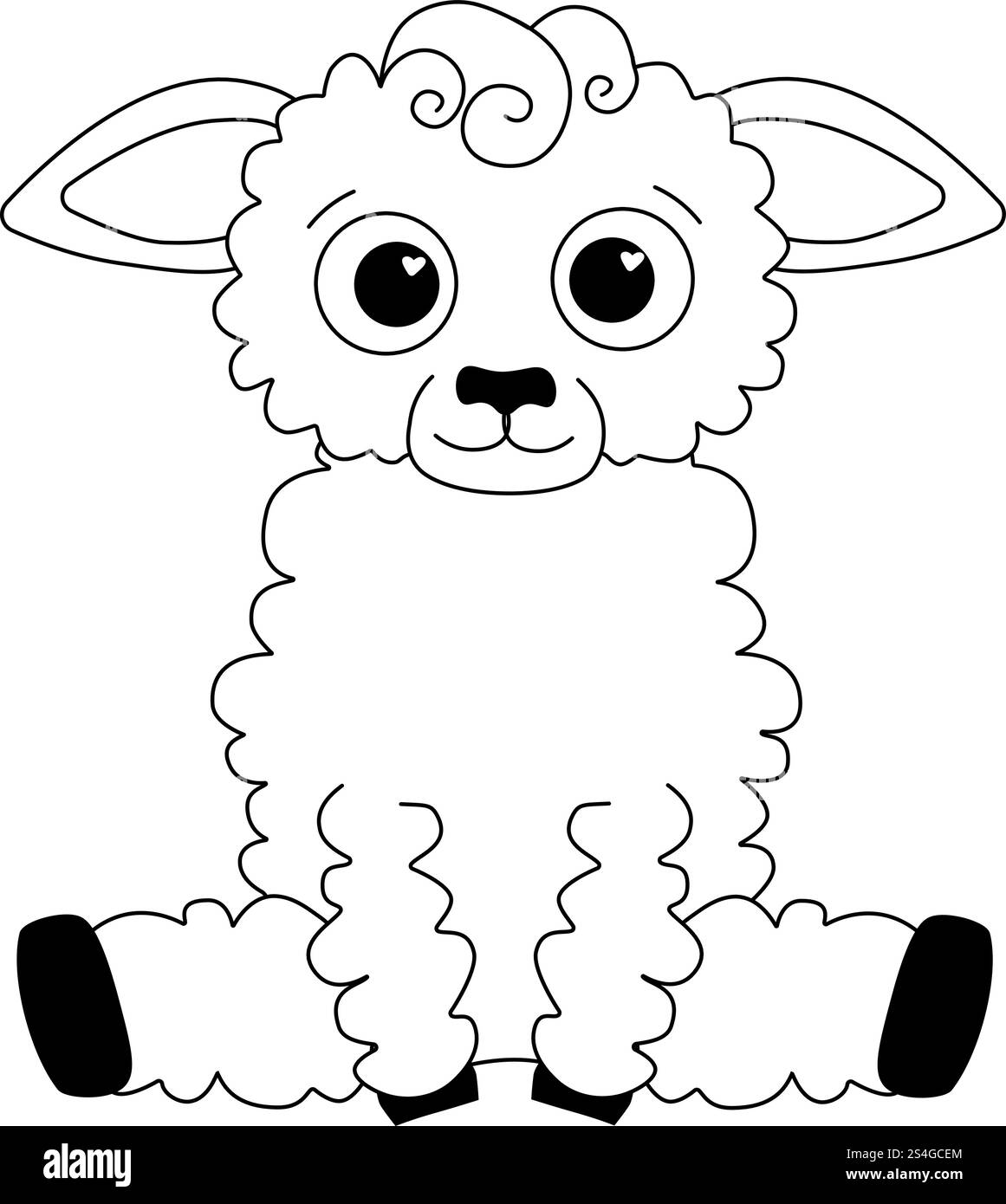 Illustrazione grafica vettoriale di un simpatico personaggio di pecora. Simpatica mascotte cartoni animati per il tuo business e libro da colorare, sfondo trasparente, Capodanno cinese Illustrazione Vettoriale