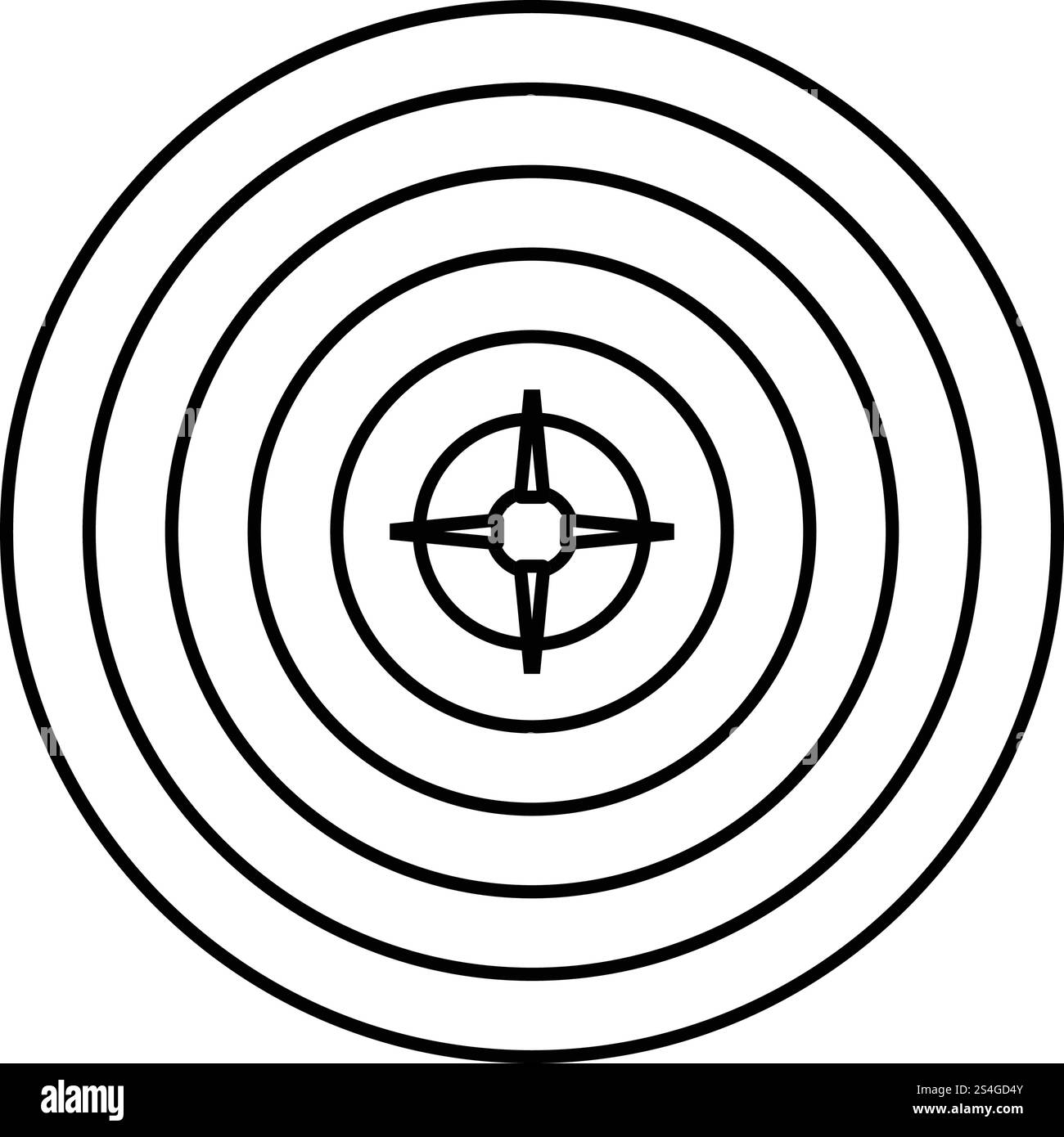 Target con Dart in Icona Centro. Linea sottile design. Illustrazione Vettoriale. Illustrazione Vettoriale