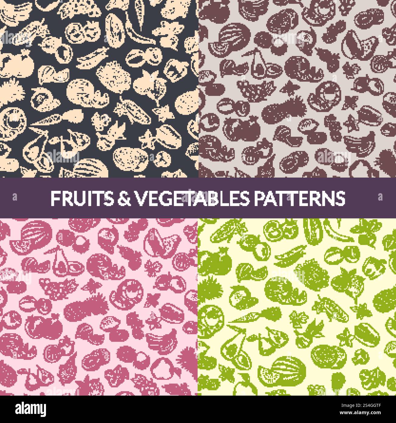 Vector handsketched frutta e verdura vegan, cibo sano, set di modelli biologici. Sfondo della raccolta di illustrazioni. Vector handsketched frutta e verdura vegan, cibo sano, set di modelli biologici Illustrazione Vettoriale