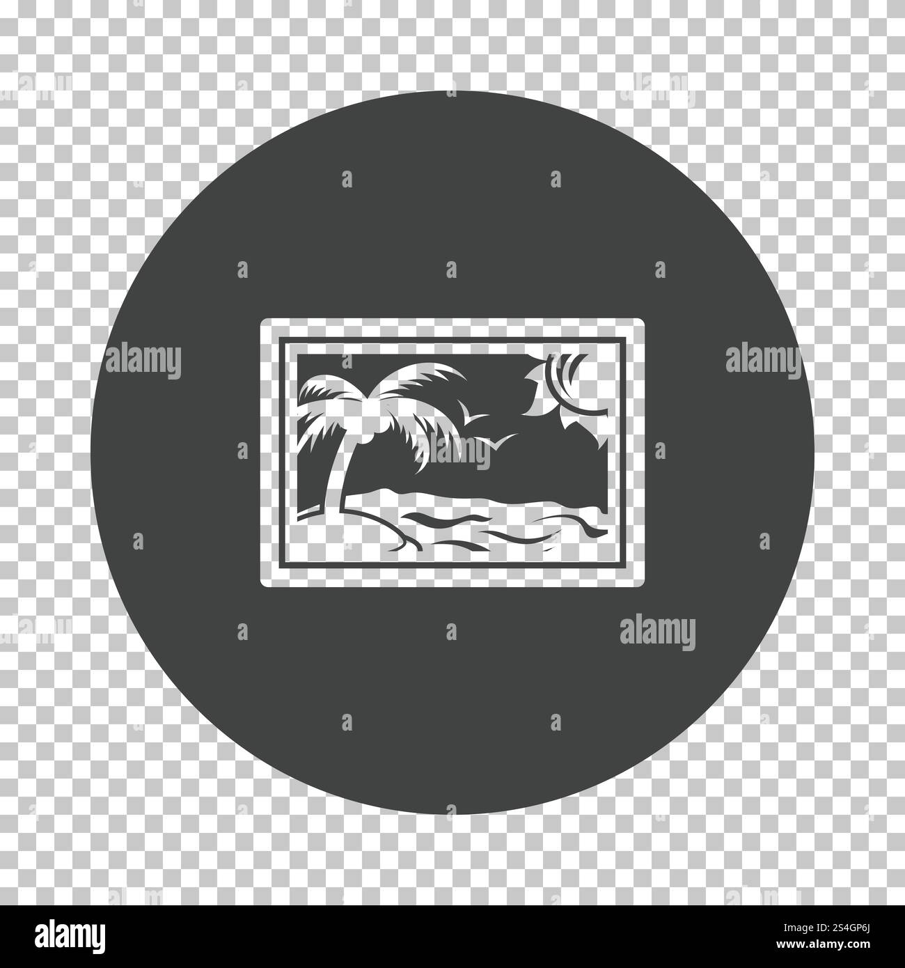 Arte del paesaggio e la relativa icona. Sottrarre il design stencil sulla griglia tranparency. Illustrazione Vettoriale. Illustrazione Vettoriale