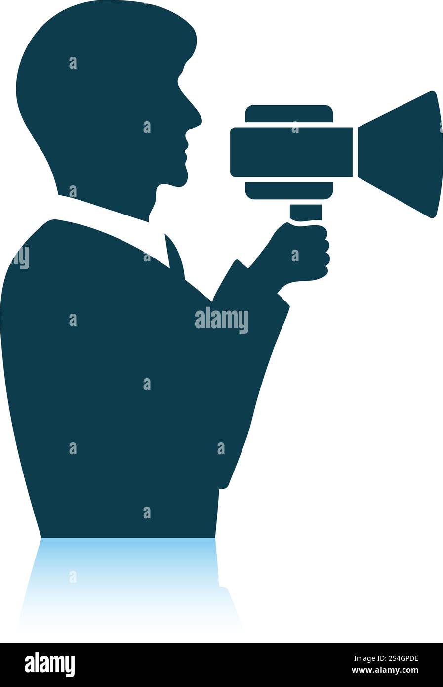 Uomo con boccaglio icona. Ombra di design di riflessione. Illustrazione Vettoriale. Illustrazione Vettoriale