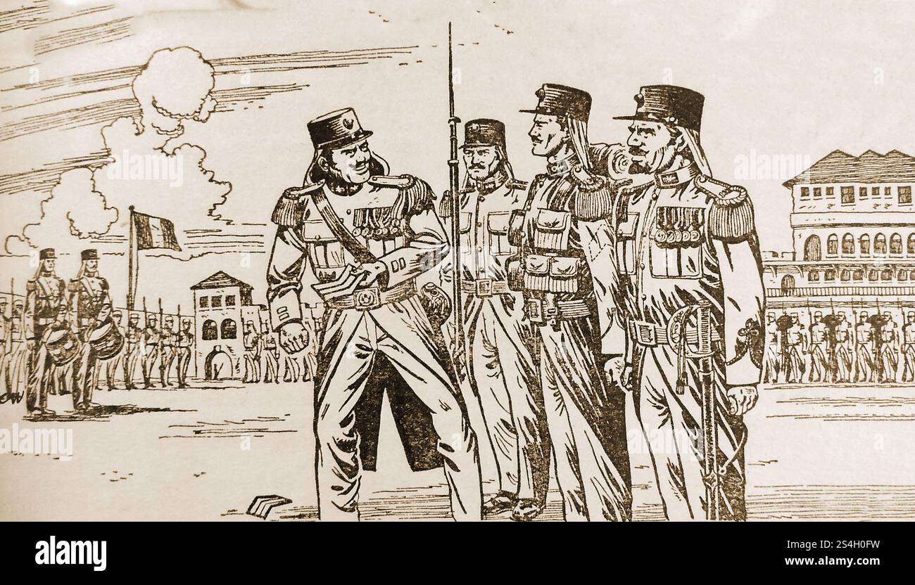 Una vecchia immagine che mostra un ufficiale della legione straniera francese (Légion étrangère o la Légion) che viene cerimonialmente strisciato del suo grado. La Legione straniera fu creata da Luigi Filippo il 10 marzo 1831 ==== Une ancienne image montrant un officier de la Légion étrangère franchaise (ou la Légion) en train d'être dépouillé de son grade. La Légion étrangère a été créée par Louis-Philippe le roi de France le 10 mars 1831 Foto Stock Una vecchia immagine che mostra un ufficiale della legione straniera francese (Légion étrangère o la Légion) che viene cerimonialmente strisciato del suo grado. La Legione straniera fu creata da Luigi Filippo il 10 marzo 1831 ==== Une ancienne image montrant un officier de la Légion étrangère franchaise (ou la Légion) en train d'être dépouillé de son grade. La Légion étrangère a été créée par Louis-Philippe le roi de France le 10 mars 1831 Foto Stock