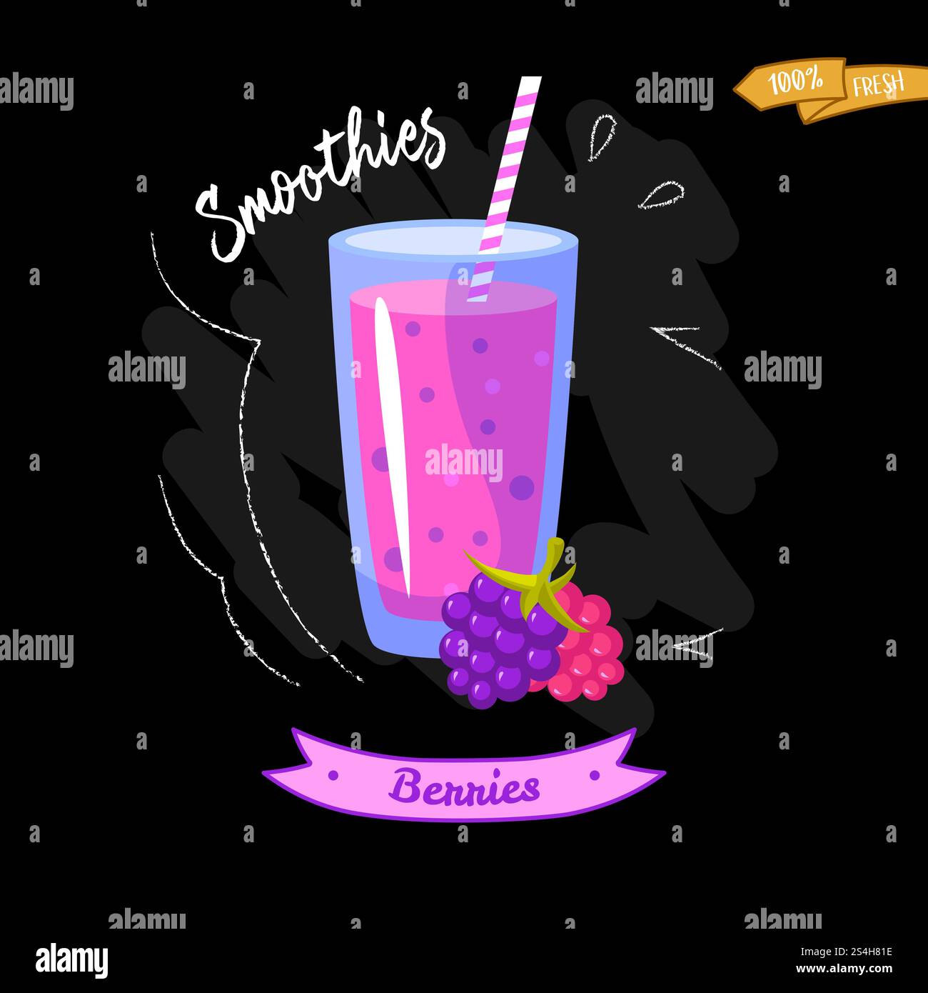 Bicchiere di frullati su sfondo nero. BlackBerry. Design estivo - ottimo per il design del menu. Illustrazione vettoriale. Bicchiere di frullati su sfondo nero. BlackBerry. Design estivo - ottimo per il design del menu Illustrazione Vettoriale