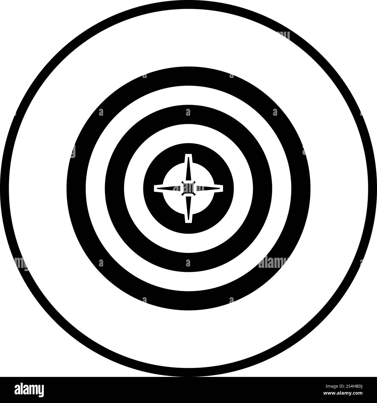 Target con Dart In Icona Centro. Cerchio sottile design Stencil. Illustrazione Vettoriale. Illustrazione Vettoriale
