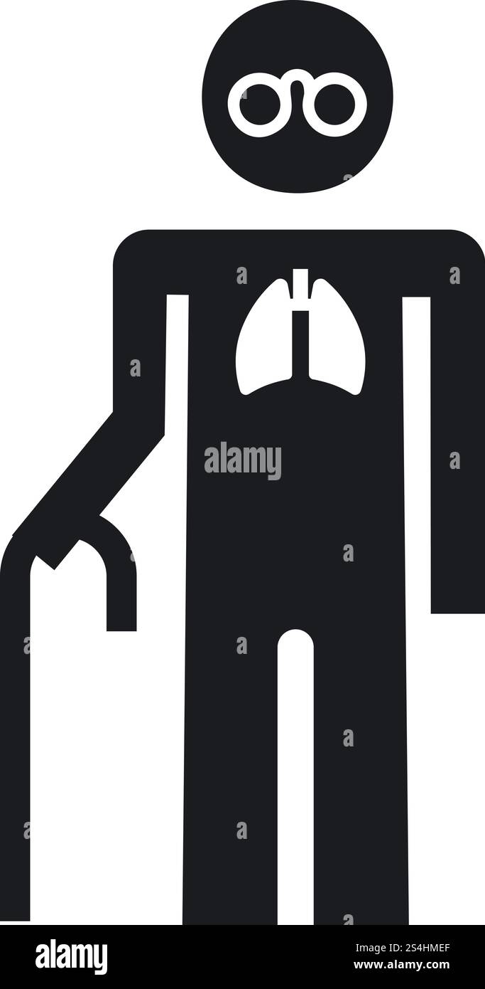 Icona polmonite del vecchio uomo. Semplice illustrazione dell'icona del vettore polmonare della polmonite di vecchio uomo per il web design isolato su sfondo bianco. Polmonite da uomo vecchio icona polmonare, stile semplice Illustrazione Vettoriale