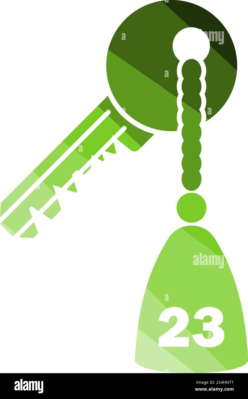 Hotel la chiave della camera. Schermo piatto a colori e design della scaletta. Illustrazione Vettoriale. Illustrazione Vettoriale