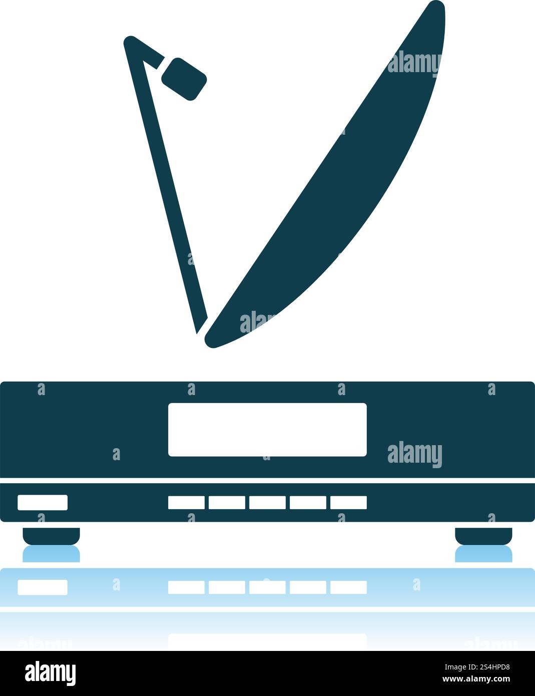 Ricevitore satellitare con antenna. Ombra di Design di riflessione. Illustrazione Vettoriale. Illustrazione Vettoriale