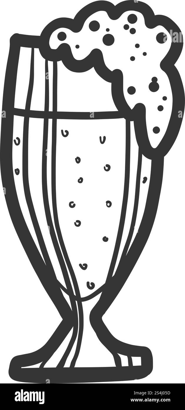Icona del bicchiere di birra tedesco. Illustrazione disegnata a mano dell'icona del vettore tedesco in vetro di birra per il web design. Icona tedesca del bicchiere di birra, disegnata a mano Illustrazione Vettoriale