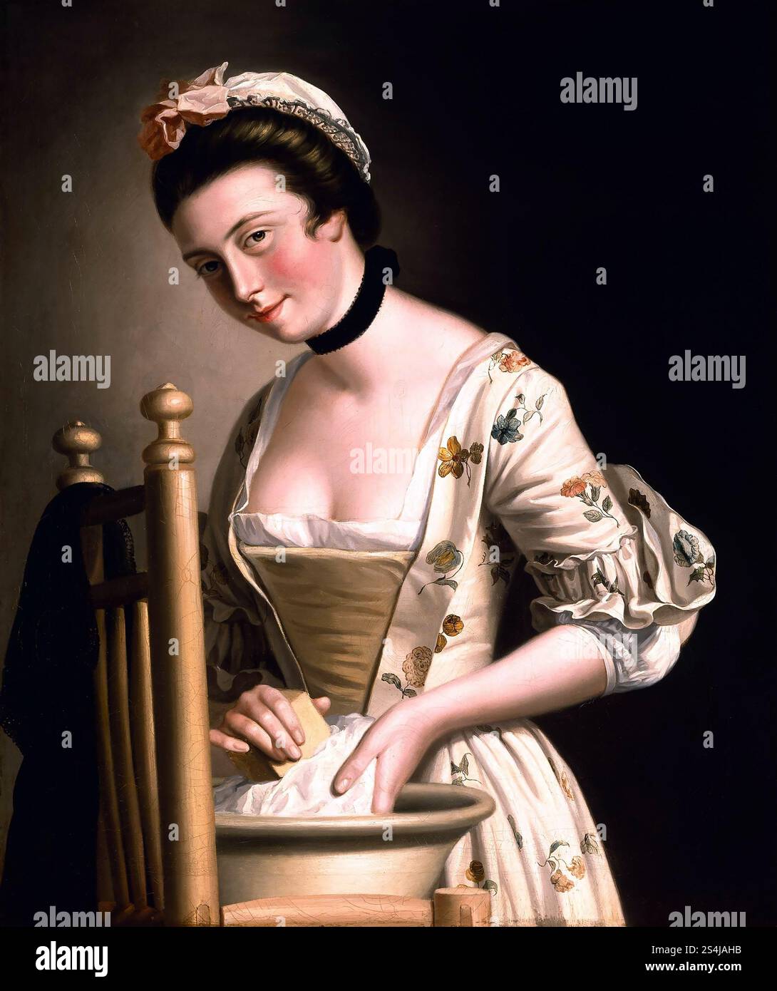 Una donna che fa lavanderia, dipinto di Henry Robert Morland Foto Stock