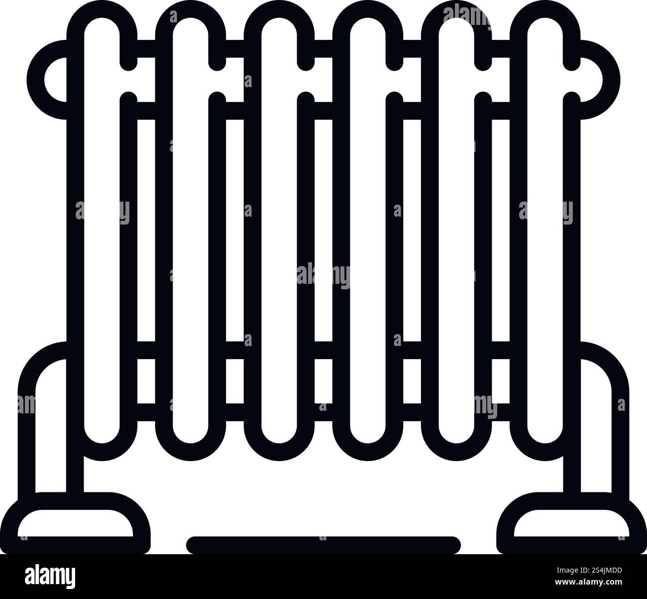 Icona riscaldamento radiatore. Delineare l'icona vettoriale del radiatore caldo per la progettazione Web isolata su sfondo bianco. Icona del radiatore di riscaldamento domestico, stile del contorno Illustrazione Vettoriale
