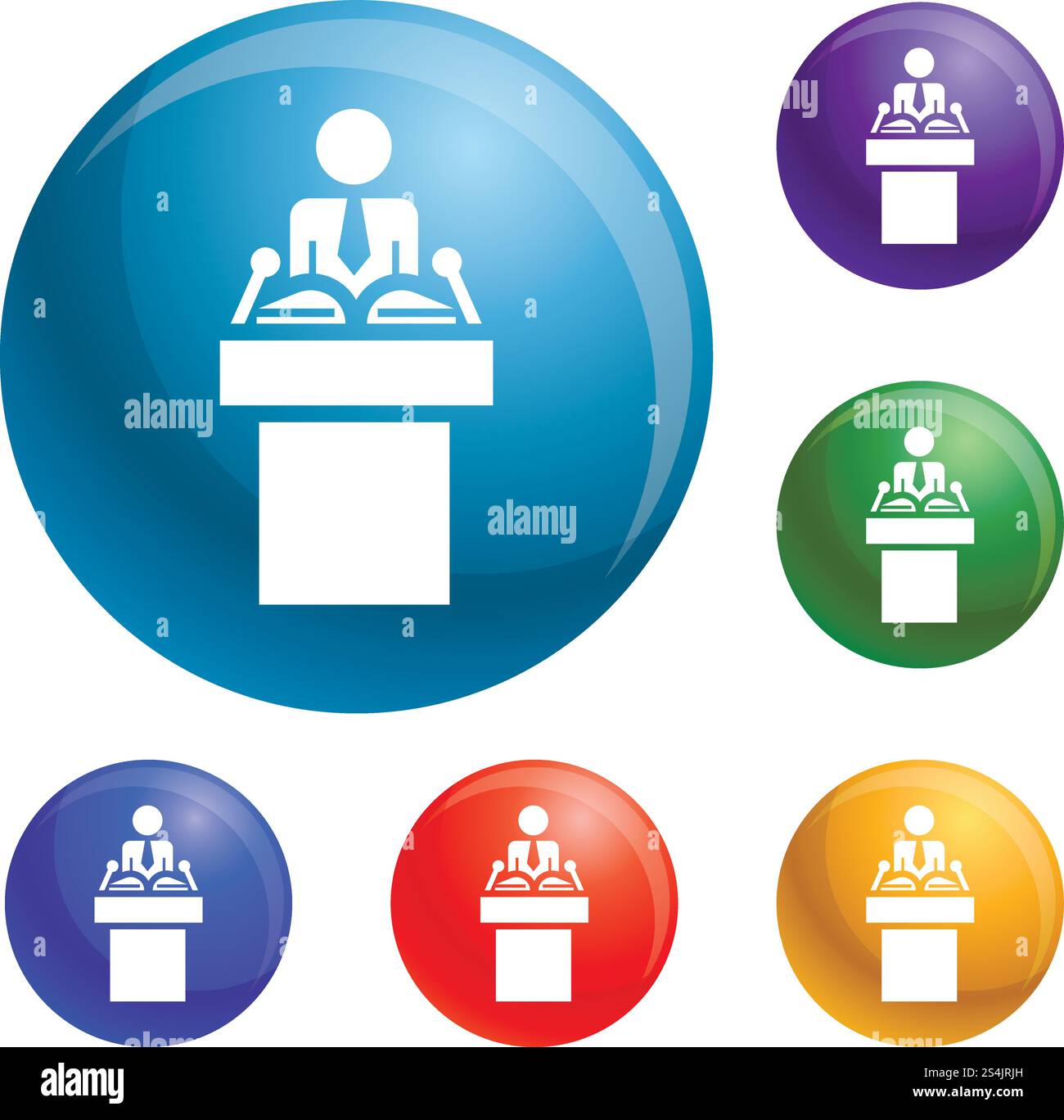 Le icone degli oratori politici impostano il vettore a 6 colori isolato su sfondo bianco. Le icone degli oratori politici impostano il vettore Illustrazione Vettoriale