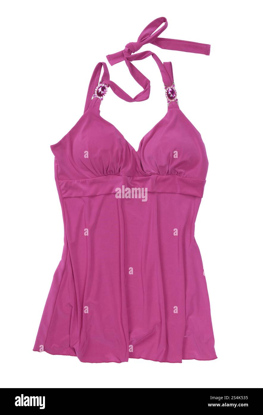 Camicia con maniche a metà viola isolata su sfondo bianco Foto Stock