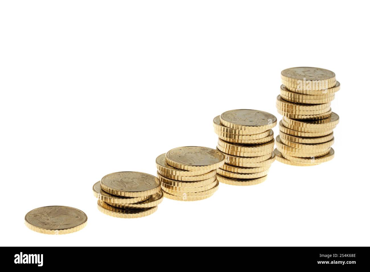 Pile di monete in euro, Austria, Europa Foto Stock