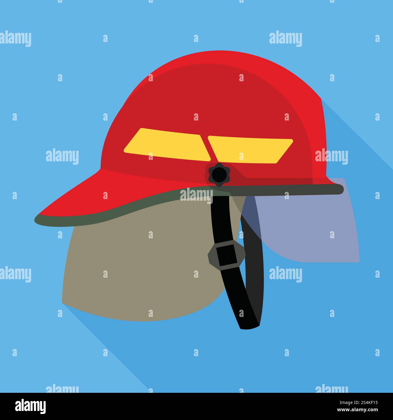 Icona elmetto da caccia antincendio. Immagine piatta dell'icona vettoriale del casco da caccia antincendio per il web design. Icona del casco da caccia antincendio, stile piatto Illustrazione Vettoriale