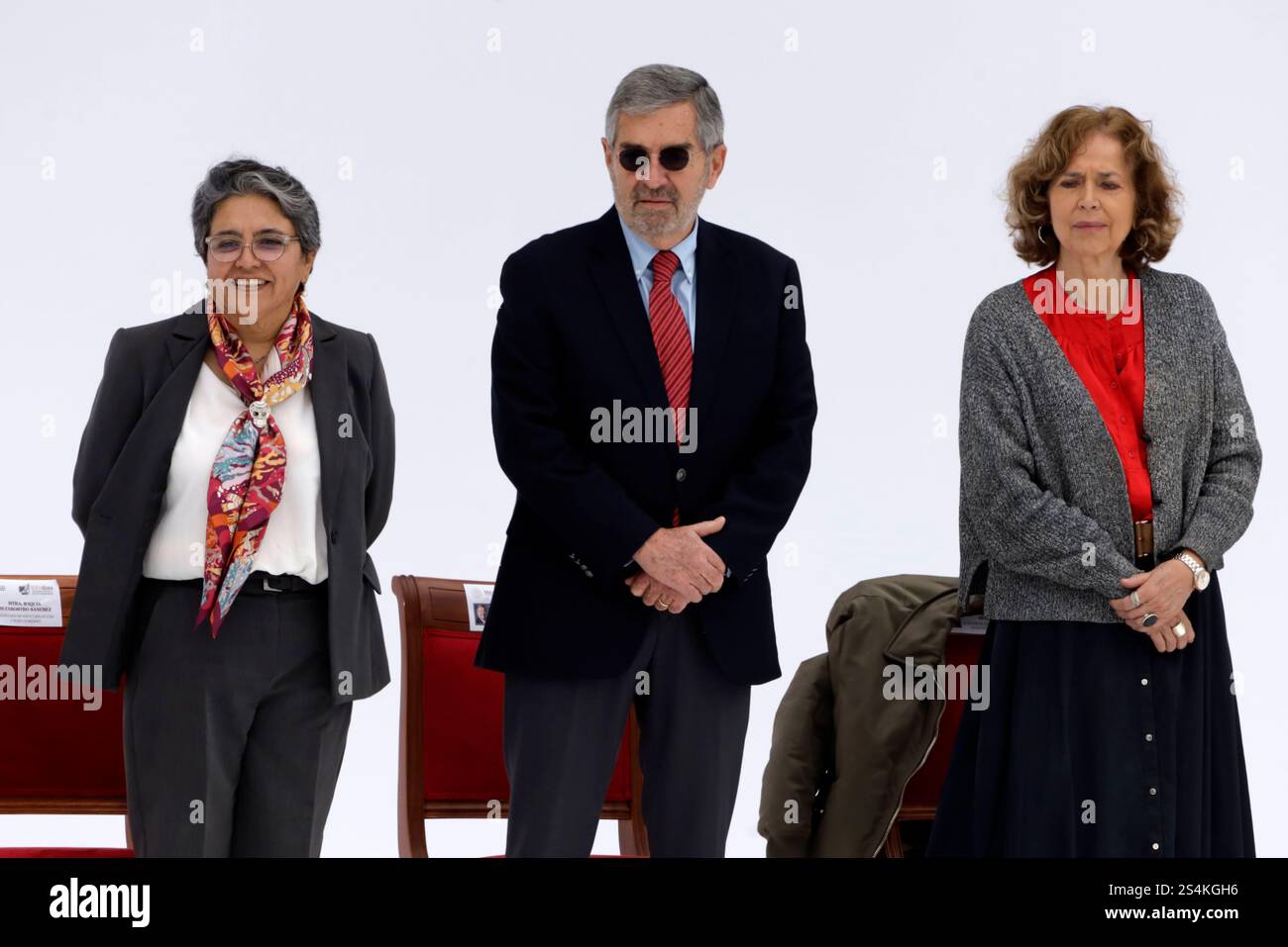 Città del Messico, Messico. 12 gennaio 2025. Raquel Buenrostro, Rosaura Ruiz e Juan Ramon de la Fuente durante un evento per celebrare i primi 100 giorni come presidente messicano di Claudia Sheinbaum nella piazza principale di Zocalo. Il 12 gennaio 2025 a città del Messico, Messico. (Foto di Luis Barron/Eyepix Group/Sipa USA) credito: SIPA USA/Alamy Live News Foto Stock