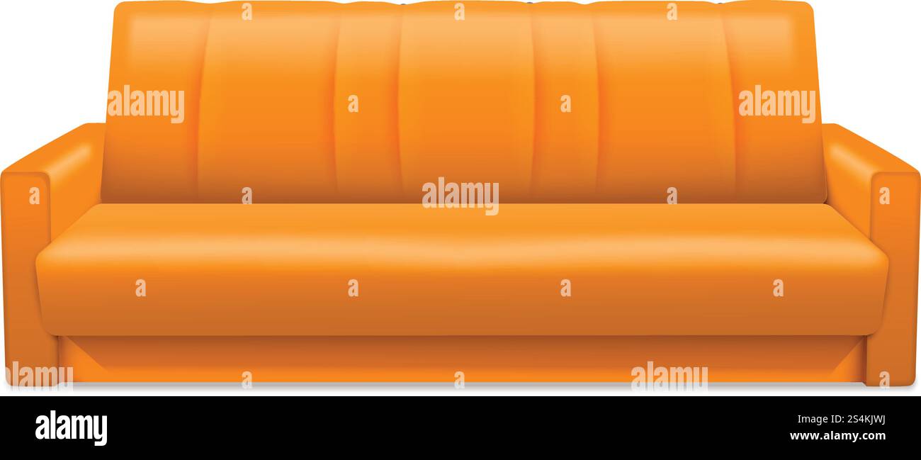 Icona arancione del divano. Illustrazione realistica dell'icona vettoriale arancione del divano per il web design isolata su sfondo bianco. Icona arancione del divano, stile realistico Illustrazione Vettoriale