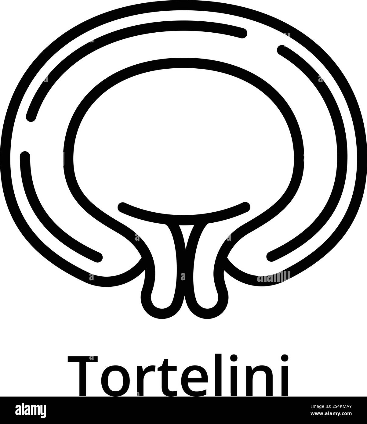 Icona Tortelini. Contorno dell'icona vettoriale tortelini per il web design isolato su sfondo bianco. Icona Tortelini, stile contorno Illustrazione Vettoriale