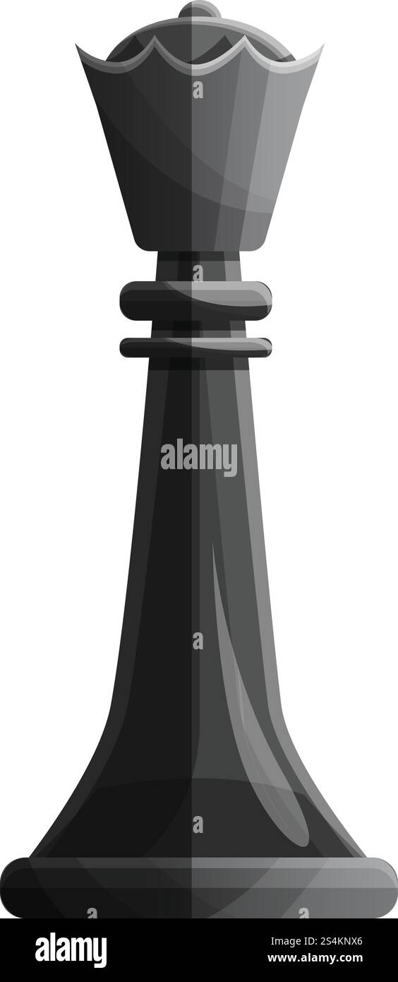 Icona nera del pezzo della regina. Cartoni animati con icona vettoriale nera queen piece per il web design isolato su sfondo bianco. Icona nera della regina, stile cartoni animati Illustrazione Vettoriale