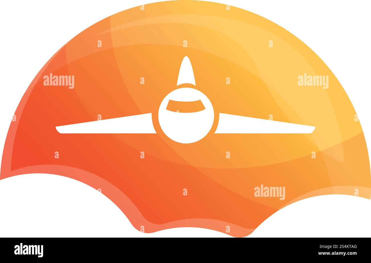 Icona dell'aereo all'alba. Cartoni animati dell'icona vettoriale del velivolo dell'alba per il web design isolato su sfondo bianco. Icona dell'aereo all'alba, stile cartone animato Illustrazione Vettoriale
