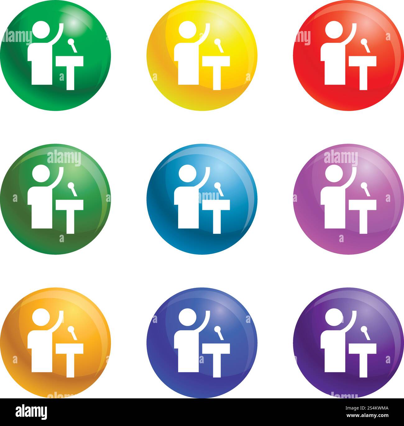 Icone di discorso politico vettoriale 9 colori insieme isolato su sfondo bianco per qualsiasi web design . Le icone di discorso politico impostano il vettore Illustrazione Vettoriale