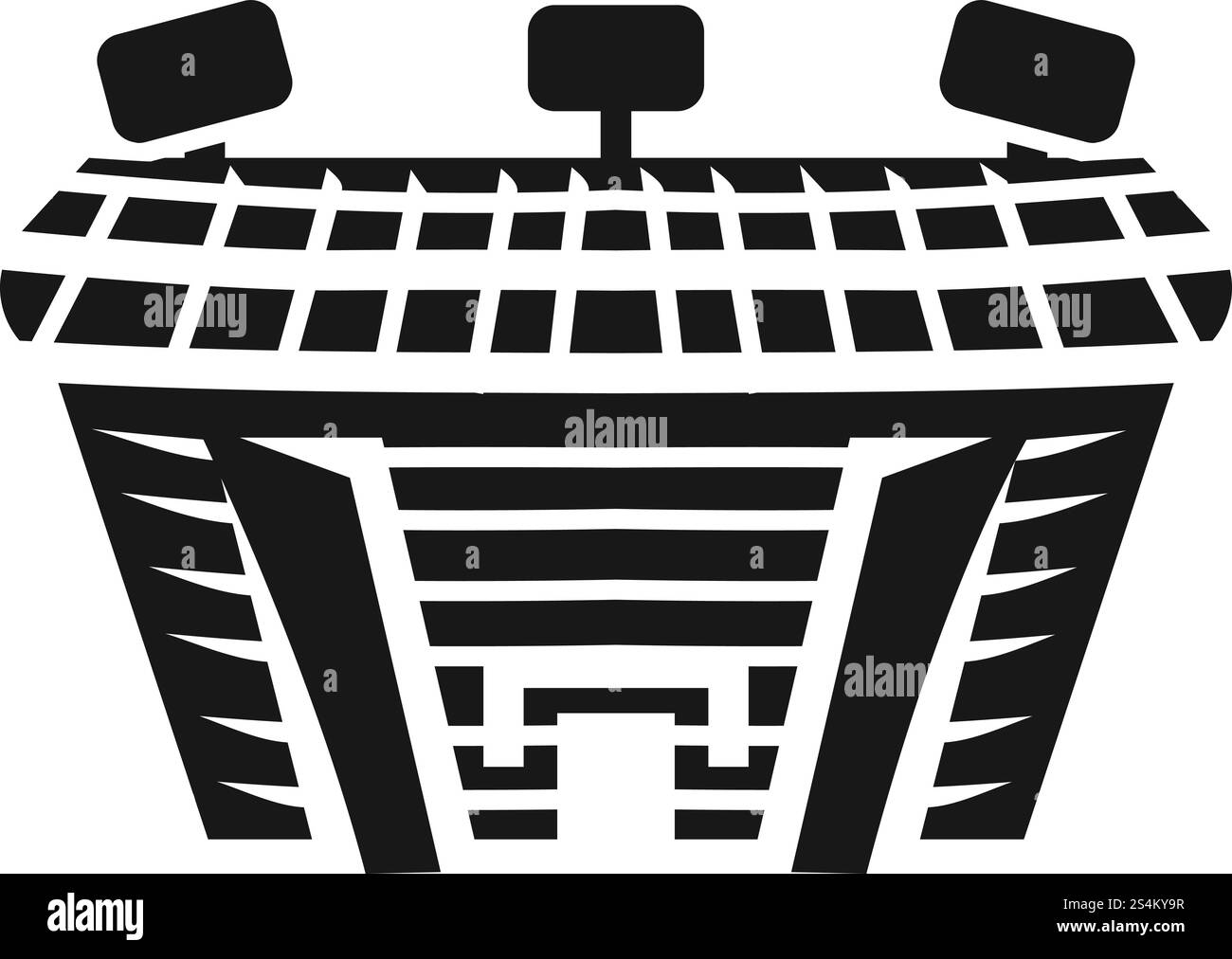 Icona con vista laterale dello stadio all'aperto. Semplice illustrazione dell'icona vettoriale della vista laterale dello stadio all'aperto per il design Web isolata su sfondo bianco. Icona con vista laterale dello stadio all'aperto, stile semplice Illustrazione Vettoriale