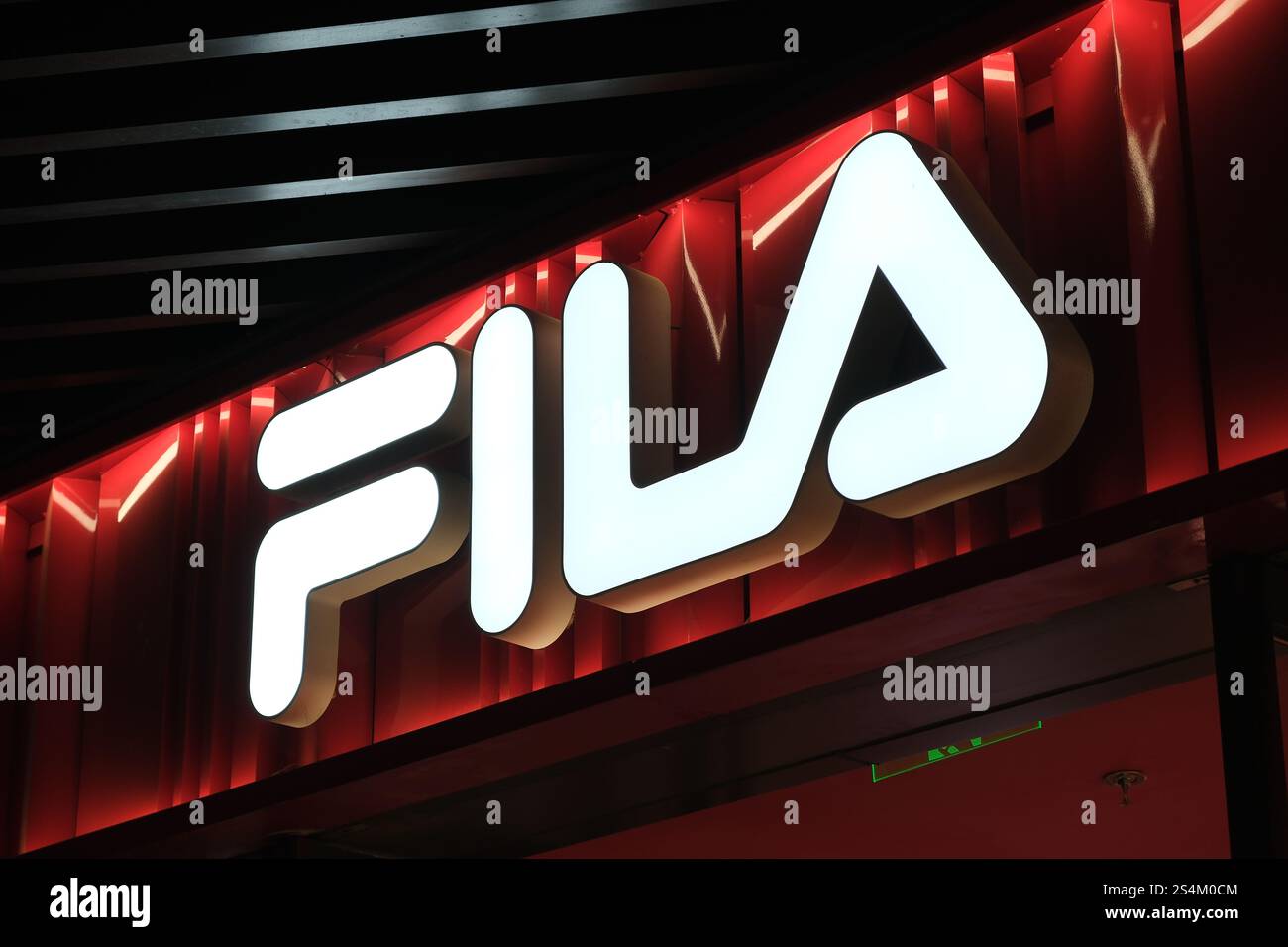 Logo del marchio dell'azienda FILA Foto Stock