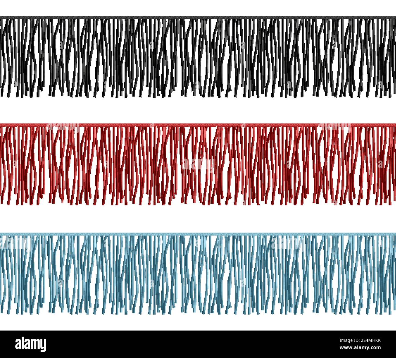 Bordo con volant, parte vettoriale delle file senza cuciture. Immagine del bordo del pennello con nappina e rifinitura. Bordo con volant, parte vettoriale delle file senza cuciture Illustrazione Vettoriale
