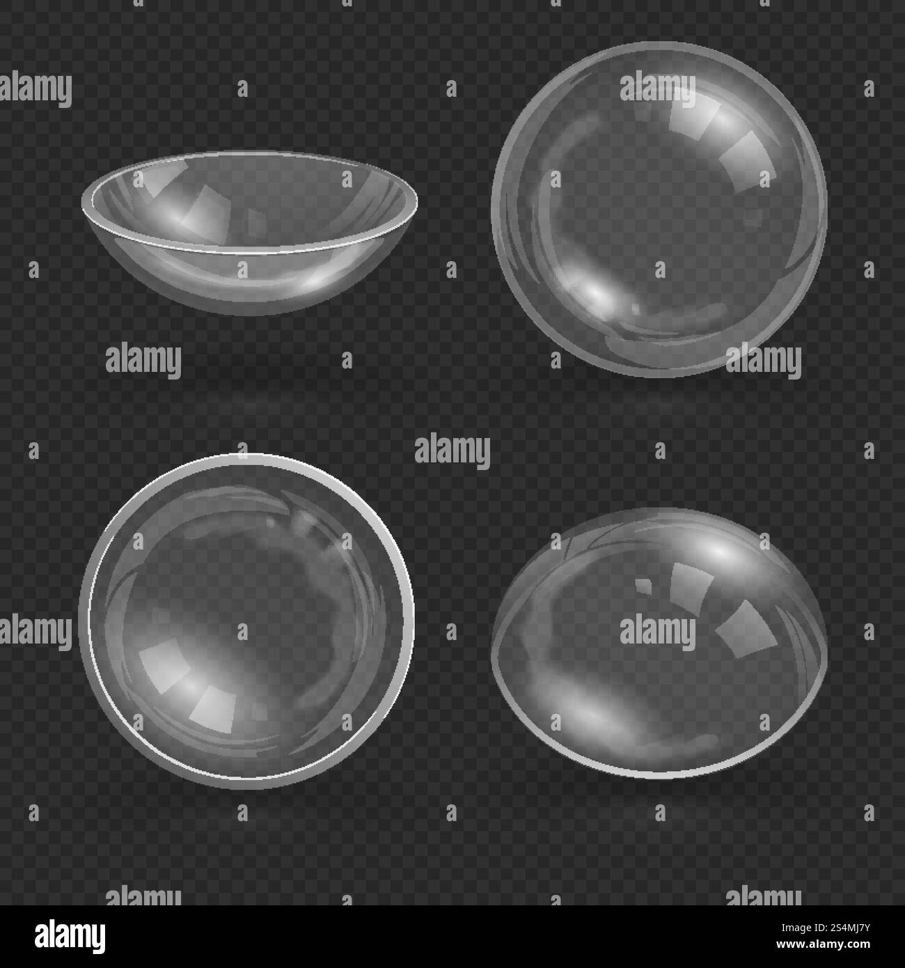 Illustrazione vettoriale isolata con lente ottica a contatto oculare in vetro trasparente. Lente trasparente in vetro medico per la visione. Illustrazione vettoriale isolata con lente ottica a contatto oculare in vetro trasparente Illustrazione Vettoriale