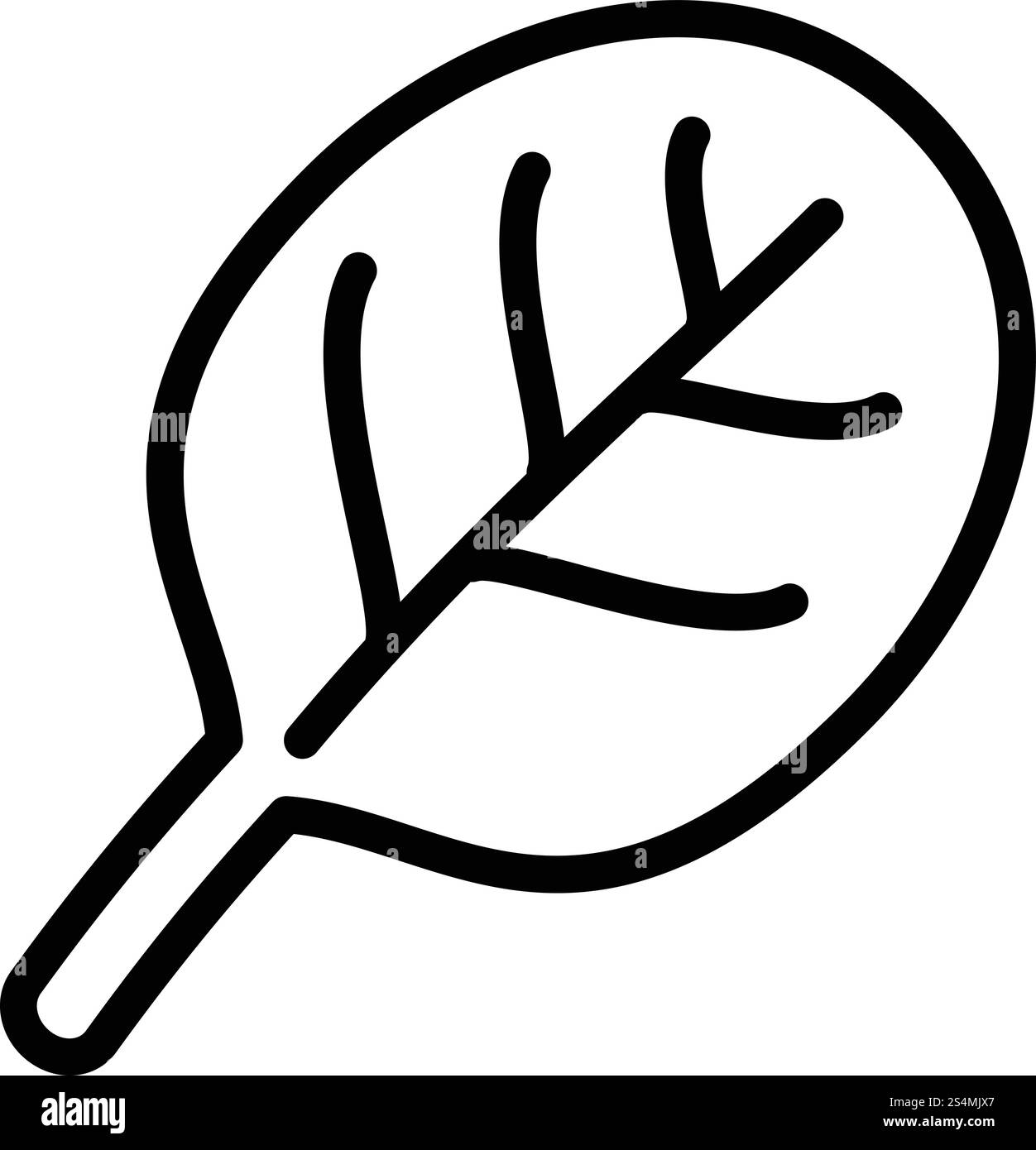 Icona della foglia di spinaci. Contorno dell'icona vettoriale delle foglie di spinaci per la progettazione Web isolata su sfondo bianco. Icona della foglia di spinaci, stile del contorno Illustrazione Vettoriale