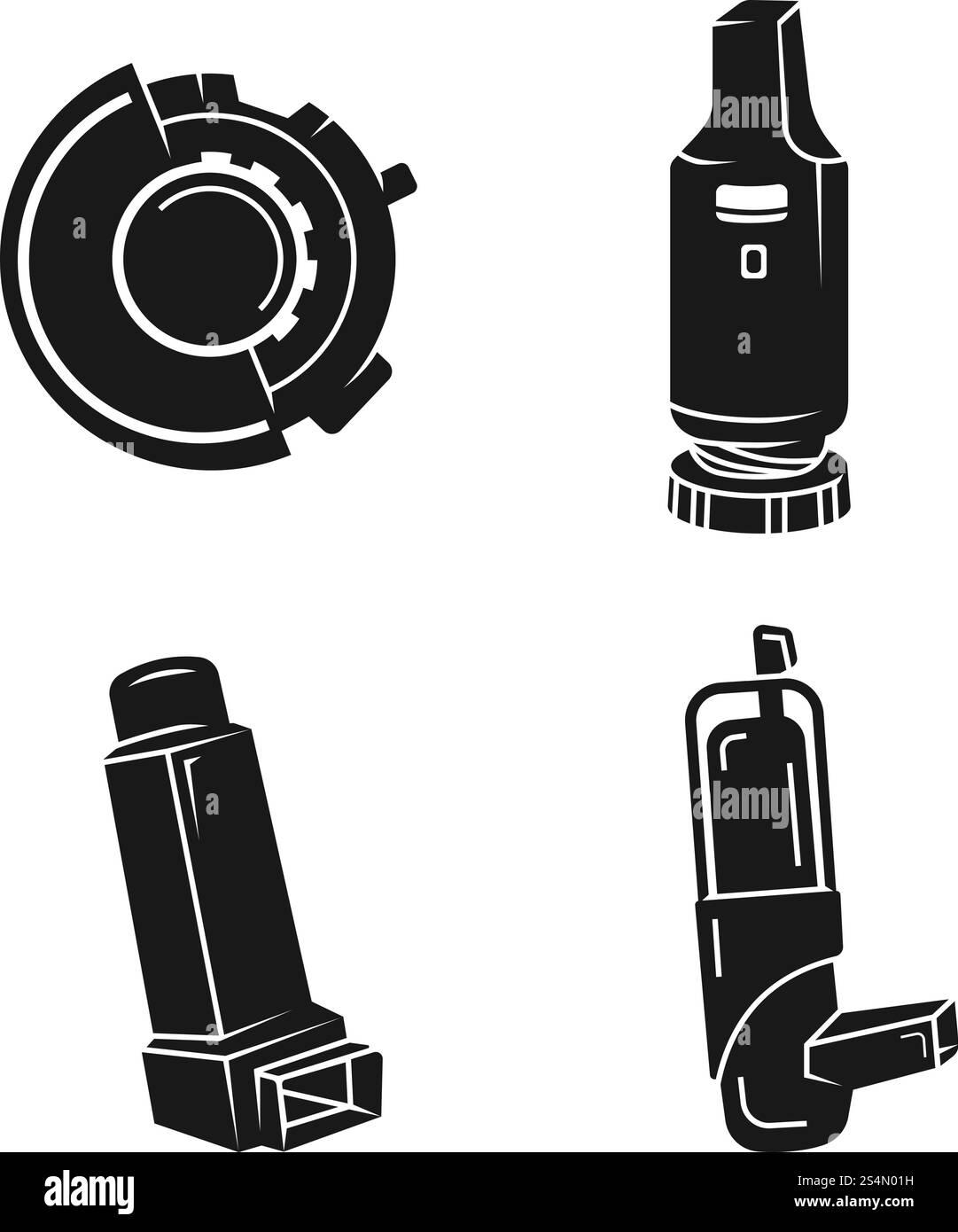 Set icone inalatore. Semplice set di icone vettoriali per inalazione per la progettazione Web su sfondo bianco. Set di icone per inalatori, stile semplice Illustrazione Vettoriale